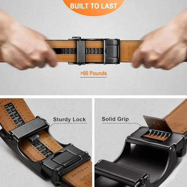 Titan™ - Leather Ratchet Belt With Adjustable Buckle