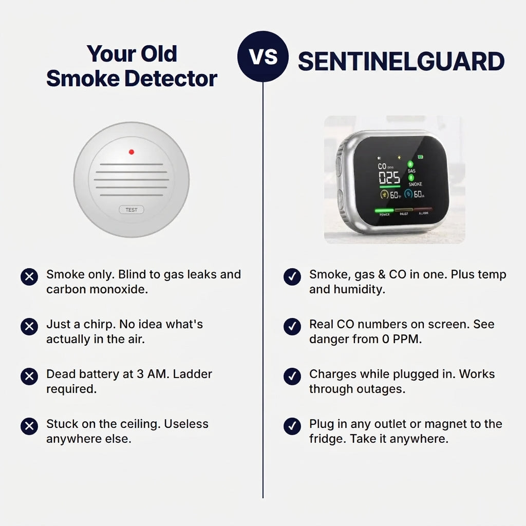 SentinelGuard™ 6-in-1 Smoke, Gas & CO Detector