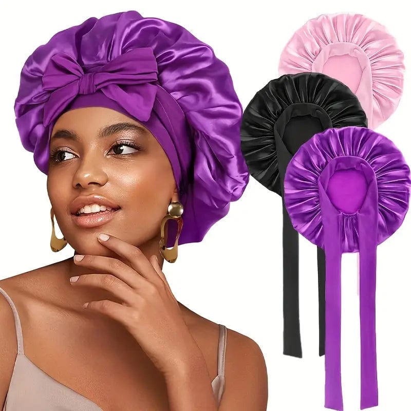 SmoothNight™ - Double Layer Hair Bonnet with Magic Tie Band