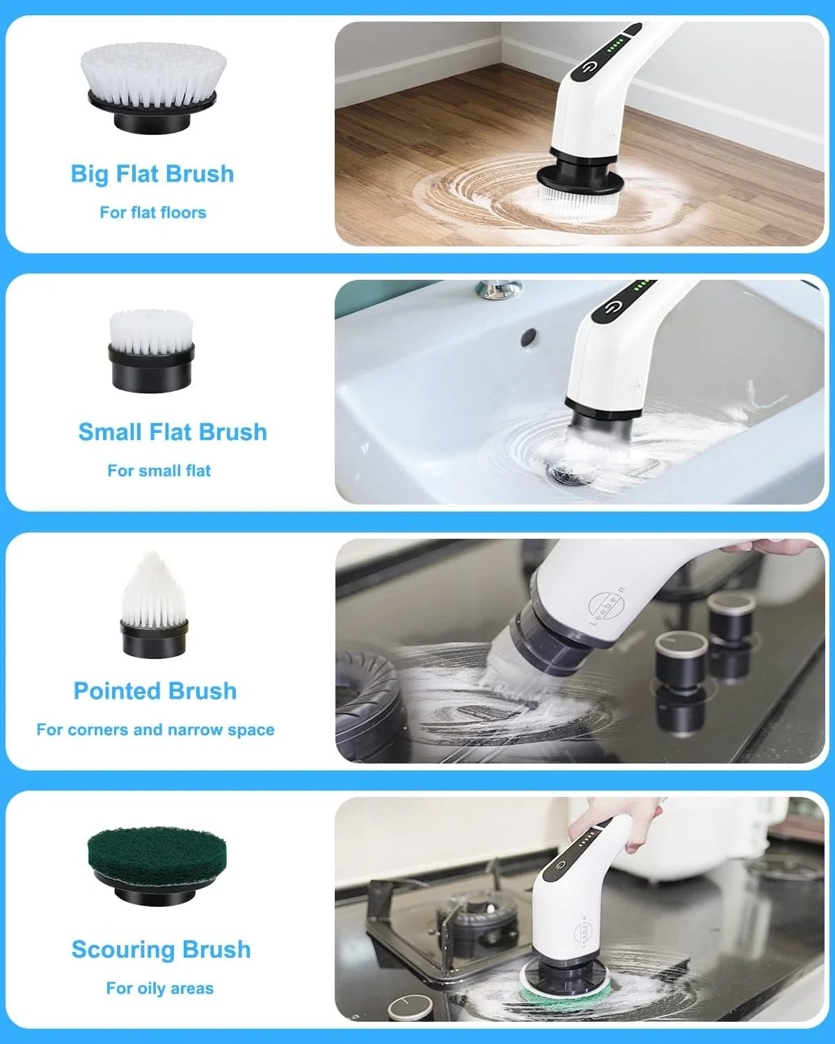 Replacement Brush Heads Set for Electric Scrubber – 9 Interchangeable Heads