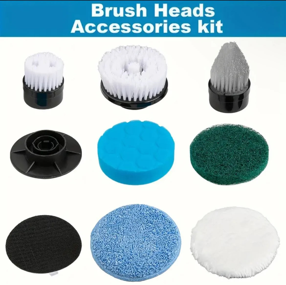 Replacement Brush Heads Set for Electric Scrubber – 9 Interchangeable Heads