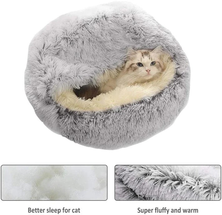 SnuggleCove™ - Plush Fluffy Dog and Cats Round Bed