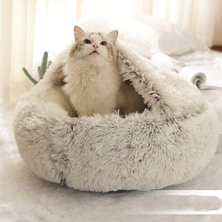 SnuggleCove™ - Plush Fluffy Dog and Cats Round Bed
