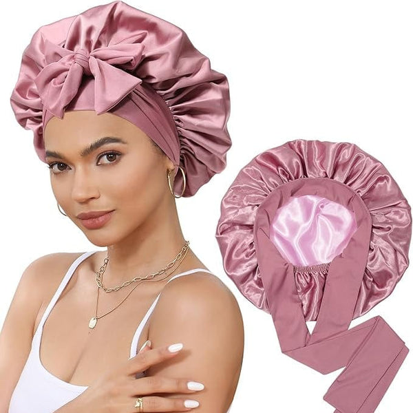 SmoothNight™ - Double Layer Hair Bonnet with Magic Tie Band